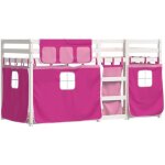 Vidaxl - lit superpos avec rideaux rose 80x200 cm bois pin massif