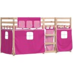 Vidaxl - lit superpos avec rideaux rose 90x190 cm bois pin massif