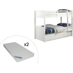 Vente - unique - lits superposs sparables anchise ii - 2 x 90 x 190 cm - avec rangements - pin blanc ...