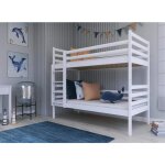 Kids literie - lit superpose separable nelio - bois massif - 90x190 cm blanc livr� avec sommiers