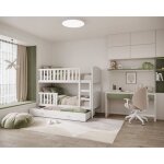 Nova confort - lit superpos tedy 90x190 cm - 2 matelas , 2 sommiers et tiroir inclus blanc