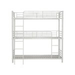 Homy france - lit superpos� trio blanc 3 couchages 90x190 cm - blanc