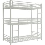 Lits superpos�s triple 3 x 90 x 190 cm - m�tal - blanc - elouan iii