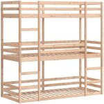 Vidaxl - lit superpos� triple sans matelas 90x200 cm bois de pin massif