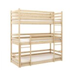 Befara - lit superpos triple en bois massif kaya - naturelle - 80 x 180