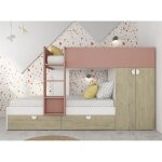 Abitare - lit superpos 263, 8x107, 4 cm rose antique, chne et blanc mat avec placard - varazze