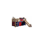 Les tendances - lit surlev 90x200 cm avec toboggan naturel avec dcor bleu et rouge