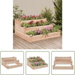 Lit sur�lev� de jardin 120x120x56 cm bois massif de sapin - jardini�re en bois - bac de plantation - ...