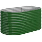 Lit sur�lev� de jardin ovale grand espace ext�rieur 152 x 80 x 68 cm en acier galvanis� vert