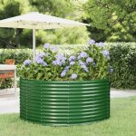 Lit sur�lev� de jardin vert 140x140x68cm acier enduit de poudre
