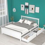 Fortuna lai - lit 140x200cm avec tiroirs - lit adulte cadre en pin lit double avec 2 tiroirs de rangement ...