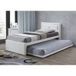 Meublorama - lit avec tiroir - lit rodan ? 90x200 cm ? similicuir blanc ? sommier inclus ? style moderne ...