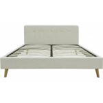 Habitat et jardin ? lit adulte tissu bouclettes 140x190 cm ? structure bois ? t�te de lit capitonn�e ...