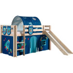 Les tendances - lit mi - hauteur 90x200 avec toboggan sommier inclus et housse astro vipack pino - bois ...