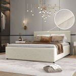 Meubler design - lit velours c�tel� avec coffre de rangement andrea - velours c�tel� beige - 180x200, ...