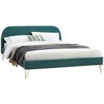 Concept - usine - lit velours phoenix pied �pingle laiton