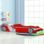 Lit voiture de course pour enfants avec led 90 x 200 cm rouge vidaxl