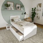 Lit zenia 90x190 + 1 chevet + 1 tiroir / blanc / 195x96x100