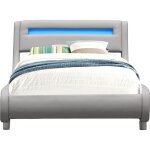 Lit 90x190 lit gina - sommier + tte de lit incurve + pieds de 5 cm - 13 lattes - revtement pvc simili ...