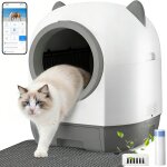 Liti�re chat autonettoyante capacit� maximale de 80l, bac � liti�re pour chat alerte intelligente via ...