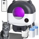 Liti�re chat autonettoyante capacit� maximale de 95l + 15l, bac � liti�re pour chat alerte intelligente ...