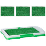 Litire pour chien, 4x tapis de pelouse, en plastique, h x l x p : 5, 5x45, 5x33 cm, intrieur, blanc ...