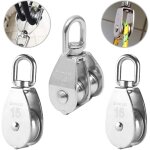 3pcs poulie double inox pivotant double poulie, poulie de levage rouleau de chargement, poulie en acier ... 3pcs poulie double inox pivotant double poulie, poulie de levage rouleau de chargement, poulie en acier ...