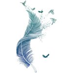 Litzee - sticker mural, plume autocollant mural comme decoration murale pour chambre a coucher salon ...