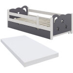 Livinity - lit pour enfant jessica, gris, 80x160 cm avec tiroir et matelas, vitalispa