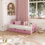 Livinity - lit pour enfant jessica, rose, 70x140 cm avec tiroir, sans matelas, vitalispa