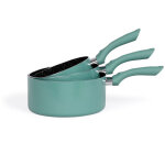 Livoo men125vs set de 3 casseroles aspect pierre coloris vert diam�tres 16 - 18 - 20 cm en aluminium