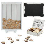 Livre d'or mariage cadeau mariage dcoration pour la fte bois blanc cadre bois avec 80 coeurs en bois ...