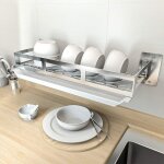 Lling - gouttoir  vaisselle mural en acier inoxydable gouttoir  vaisselle argent, 44 x 16 cm