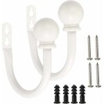 Lling - paire de crochets à rideaux en métal léger - support mural rétro pour embrasses, blanc Lling - paire de crochets à rideaux en métal léger - support mural rétro pour embrasses, blanc