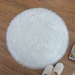 Lling - tapis rond de 90 de diam�tre, tapis en fausse fourrure, tapis en laine v�ritable, tapis en laine ...
