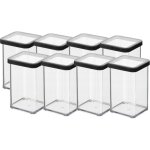 Loft - pot carr� avec couvercle et joint, s�r pour les aliments, bo�te de rangement, ustensiles de cuisine, ...