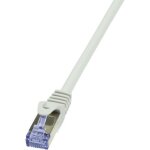 Logilink - cq3082s rj45 cble rseau, cble patch cat 6a s / ftp 7. 50 m gris ignifuge, avec cliquet ...