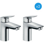 Logis pack de 2 mitigeurs de lavabo 100, avec tirette et vidage synthétique, chrome (71100000 - duo) ... Logis pack de 2 mitigeurs de lavabo 100, avec tirette et vidage synthétique, chrome (71100000 - duo) ...