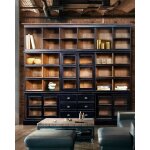 Uniqka - london - grande biblioth�que noire et naturelle en mindy massif