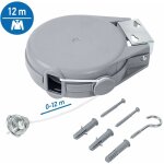 Long, corde à linge rétractable de 12 m pour vêtements, Étendoir à linge très robuste et résistant, mécanisme ... Long, corde à linge rétractable de 12 m pour vêtements, Étendoir à linge très robuste et résistant, mécanisme ...