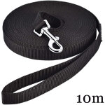 Longe pour chien (10m noir), laisse de dressage chien avec poign�e longe chien longue sangle en nylon ...