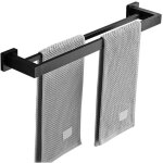 Longziming - serviette noir mat double barre porte - serviettes support mural en acier inoxydable 2 barres ...