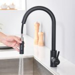 Lonheo - robinet de cuisine noir mat - douchette extractible - rotatif � 360 � - acier inoxydable - mitigeur ...