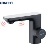 Lonheo robinet salle bain avec 2 fonctions de capteur, robinet de lavabo automatique infrarouge avec ...