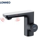 Lonheo robinet salle bain avec 2 fonctions de capteur, robinet de lavabo automatique infrarouge avec ...