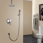 Lookshop - douche thermostatique encastr�e nickel bross� pommeau pluie 200 mm plafond, douchette avec ...