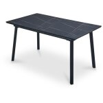 Mobilier deco - lorry - table à manger rectangulaire extensible effet marbre noir Mobilier deco - lorry - table à manger rectangulaire extensible effet marbre noir