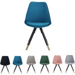 Lot de 1 / 4 chaise de salle � manger rembourr�e en velours sofia simple - bleu