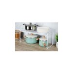 Lot de 1 organisateurs de cuisine, supports pour placard, en mtal et bambou tagre empilable extensible, ...