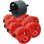 Lot de 10 botes encastrement placo 67mm + scie - cloche - rouge zenitech